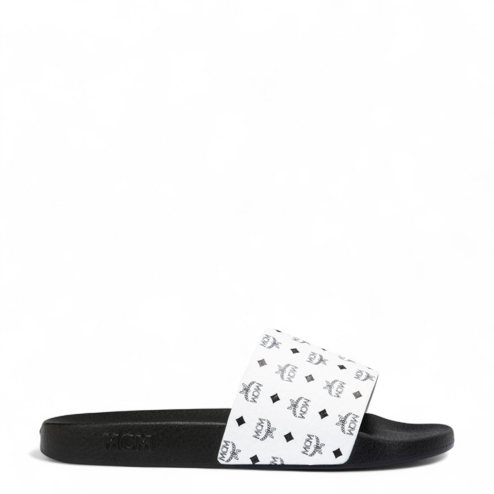 MCM Men's Monogram Print Rubber Slides