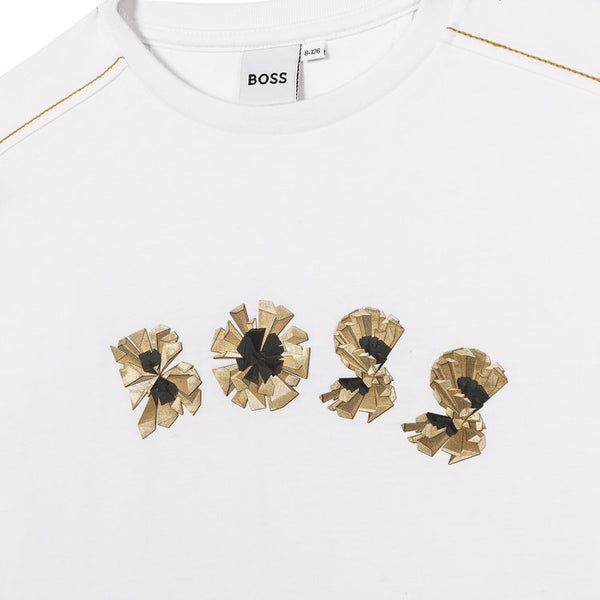 Hugo Boss Kids Gold Bar Graphic Logo T-Shirt