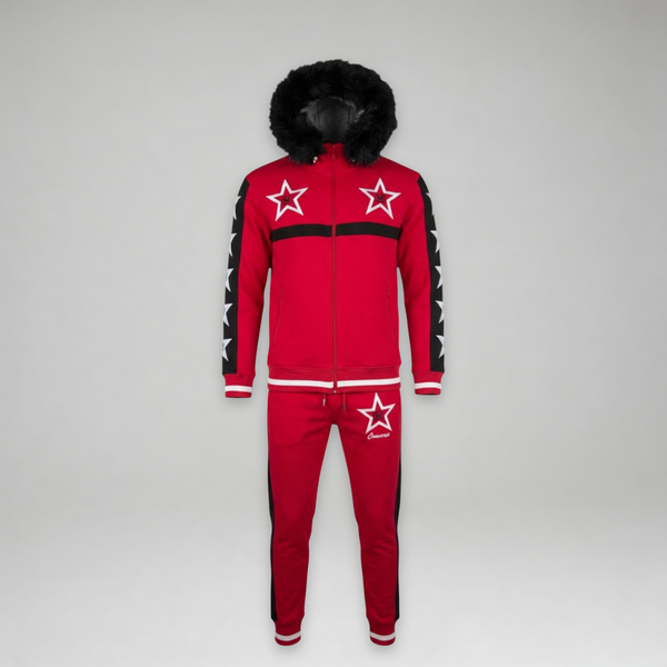 MDB Couture Men's M-Star Fur Hooded Sweatsuit