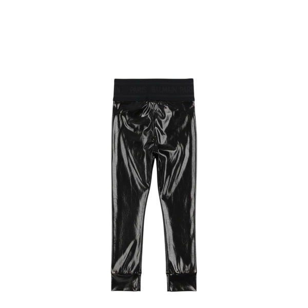 Balmain Kids Waist Logo Metallic Leggings
