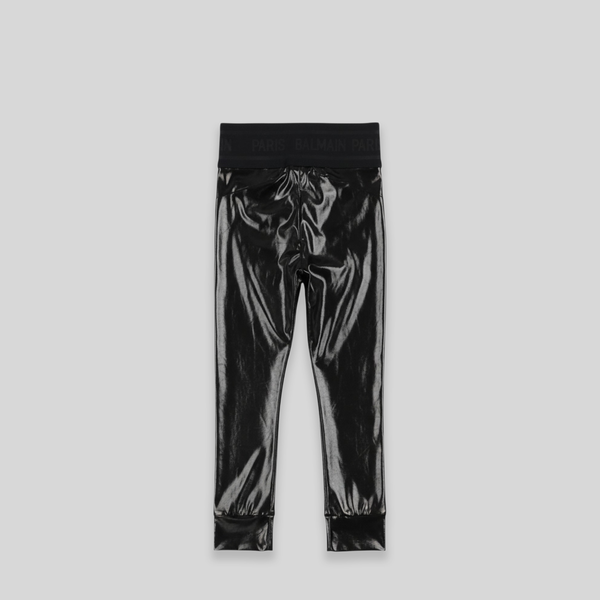 Balmain Kids Waist Logo Metallic Leggings