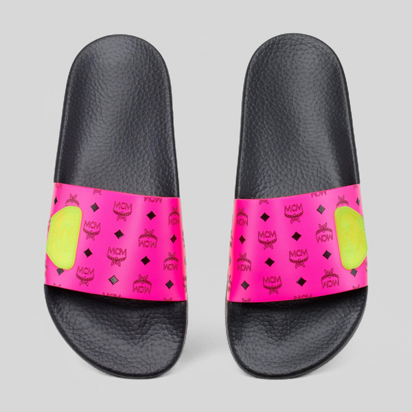 MCM Women's Slides in Neon Visetos