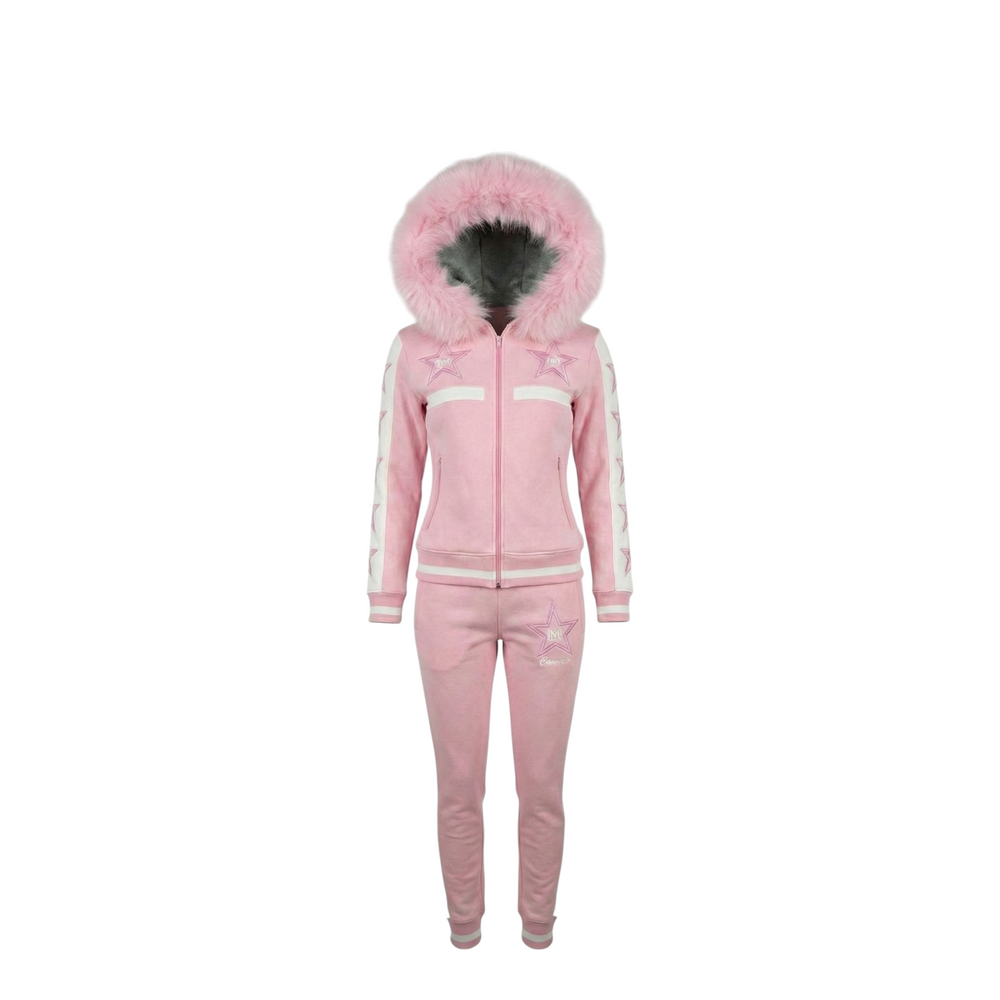MDB Couture Women's M-Star Fur Hooded Sweatsuit