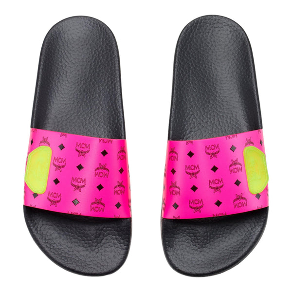 MCM Women's Slides in Neon Visetos