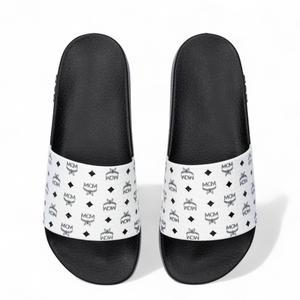 MCM Men's Monogram Print Rubber Slides