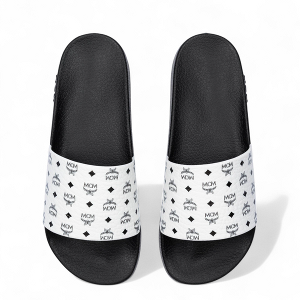 MCM Men's Monogram Print Rubber Slides