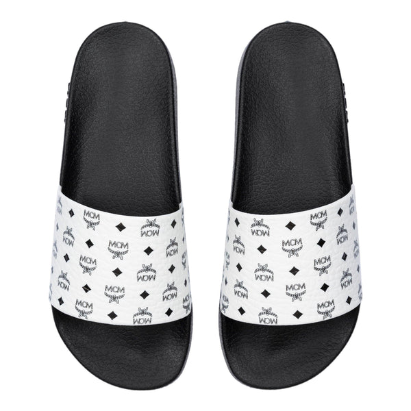 MCM Men's Monogram Print Rubber Slides