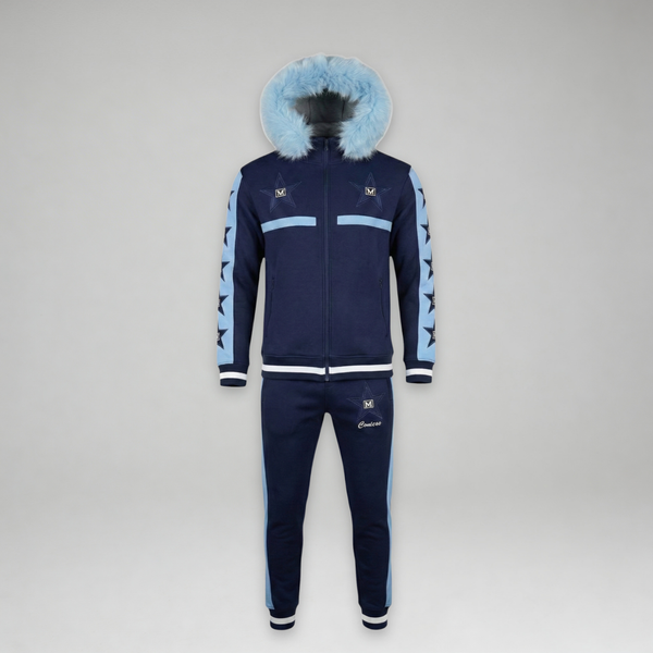 MDB Couture Men's M-Star Fur Hooded Sweatsuit