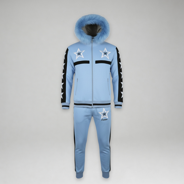 MDB Couture Men's M-Star Fur Hooded Sweatsuit