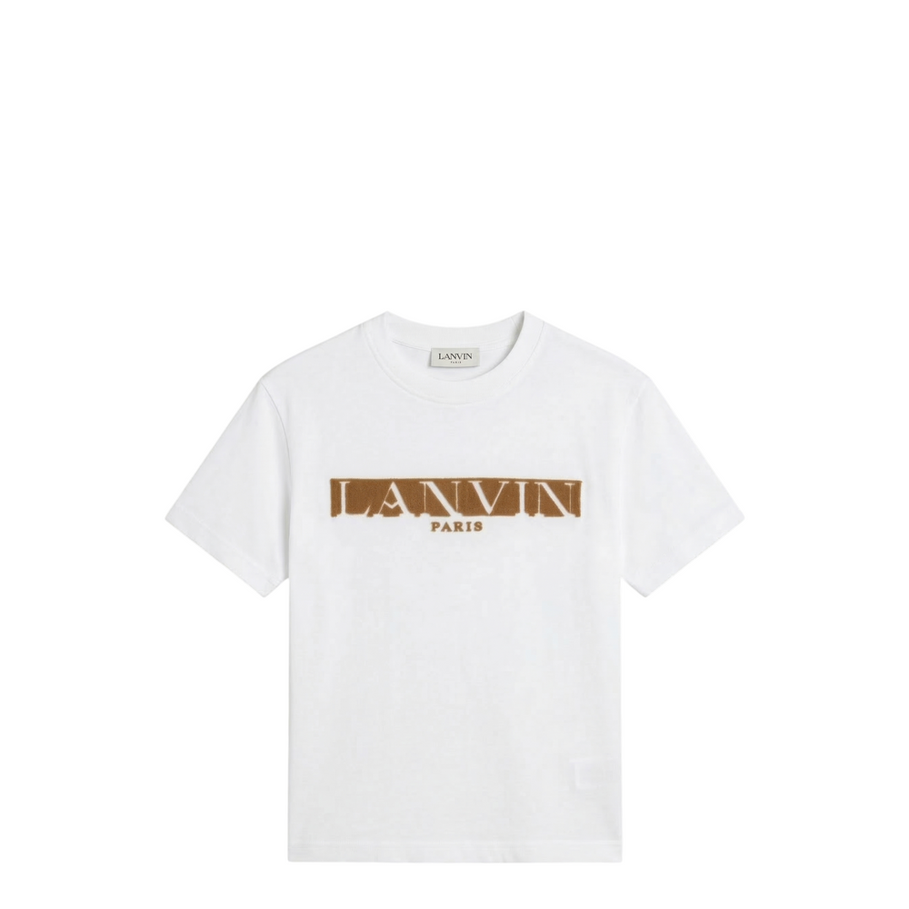 Lanvin Kids Raised Flocked Logo Short Sleeve T-Shirt