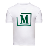 MDB Brand Kid's Classic M Embroidered Logo Tee - White w/ Cool Tone Logo