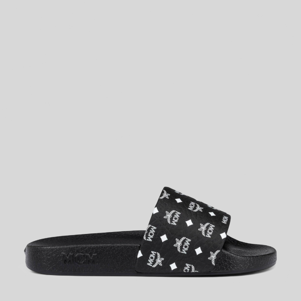 MCM Men's Monogram Print Rubber Slides