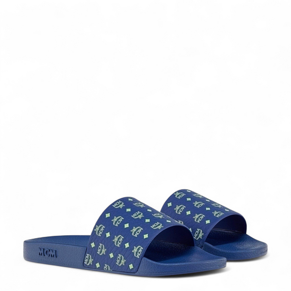 MCM Men's Monogram Print Rubber Slides