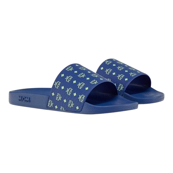 MCM Men's Monogram Print Rubber Slides