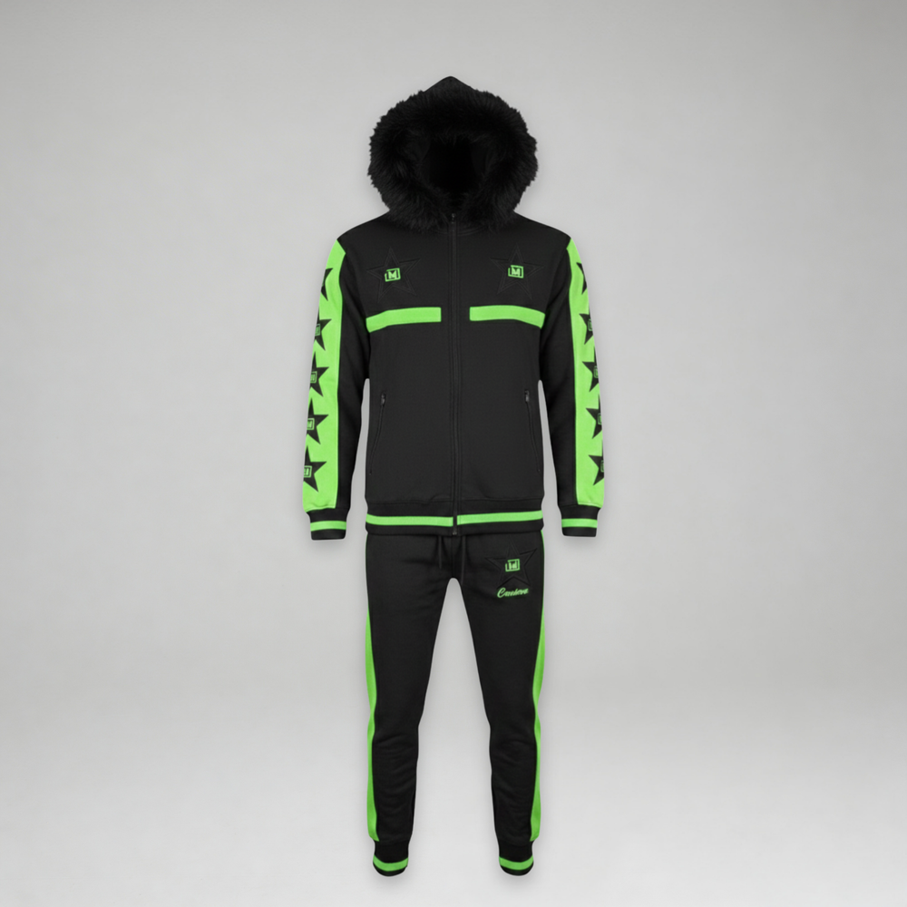 MDB Couture Men's M-Star Fur Hooded Sweatsuit