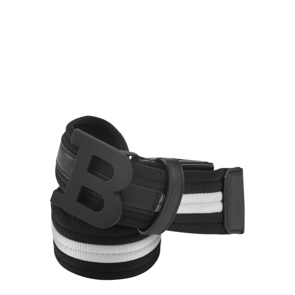 Bally Men's B Logo Striped Belt