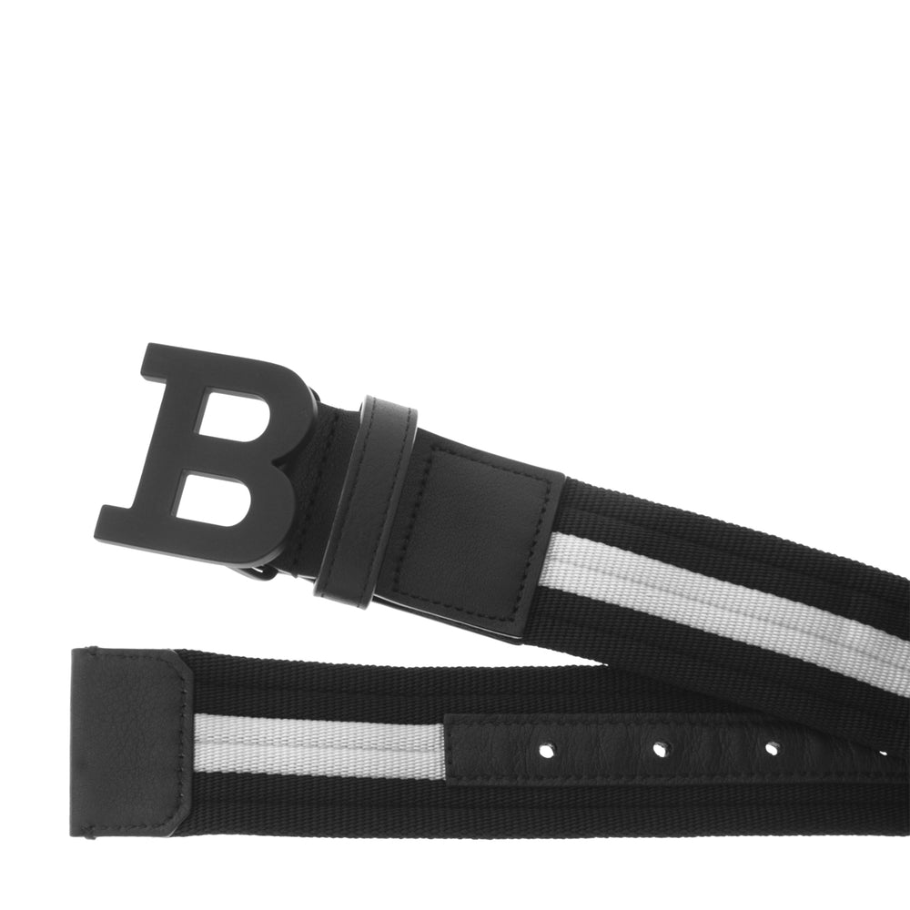 Bally Men's Mirror B Logo Striped Belt