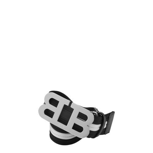 Bally Men's Mirror B Logo Striped Belt
