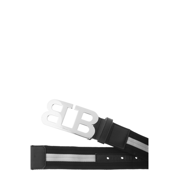 Bally Men's Mirror B Logo Striped Belt