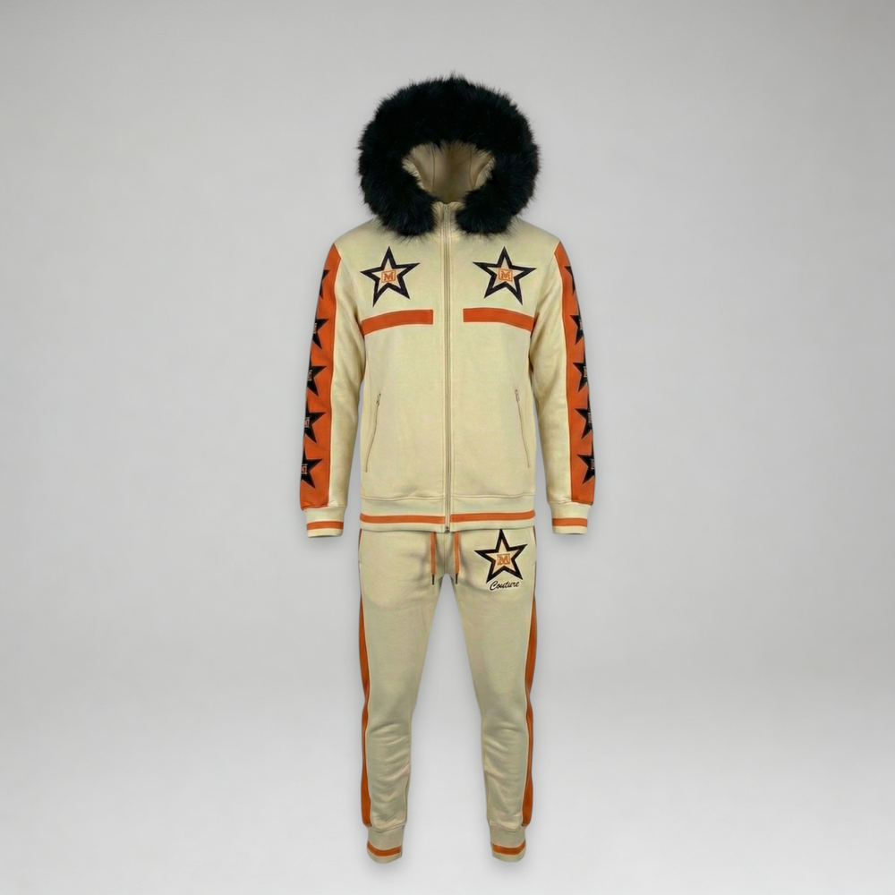 MDB Couture Men's M-Star Fur Hooded Sweatsuit