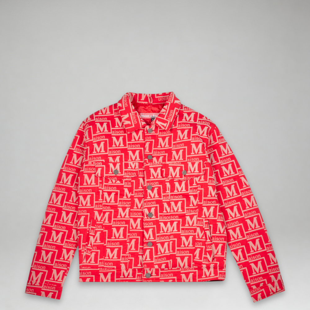 MDB Couture Men's Flocked Monogram Logo Jacket