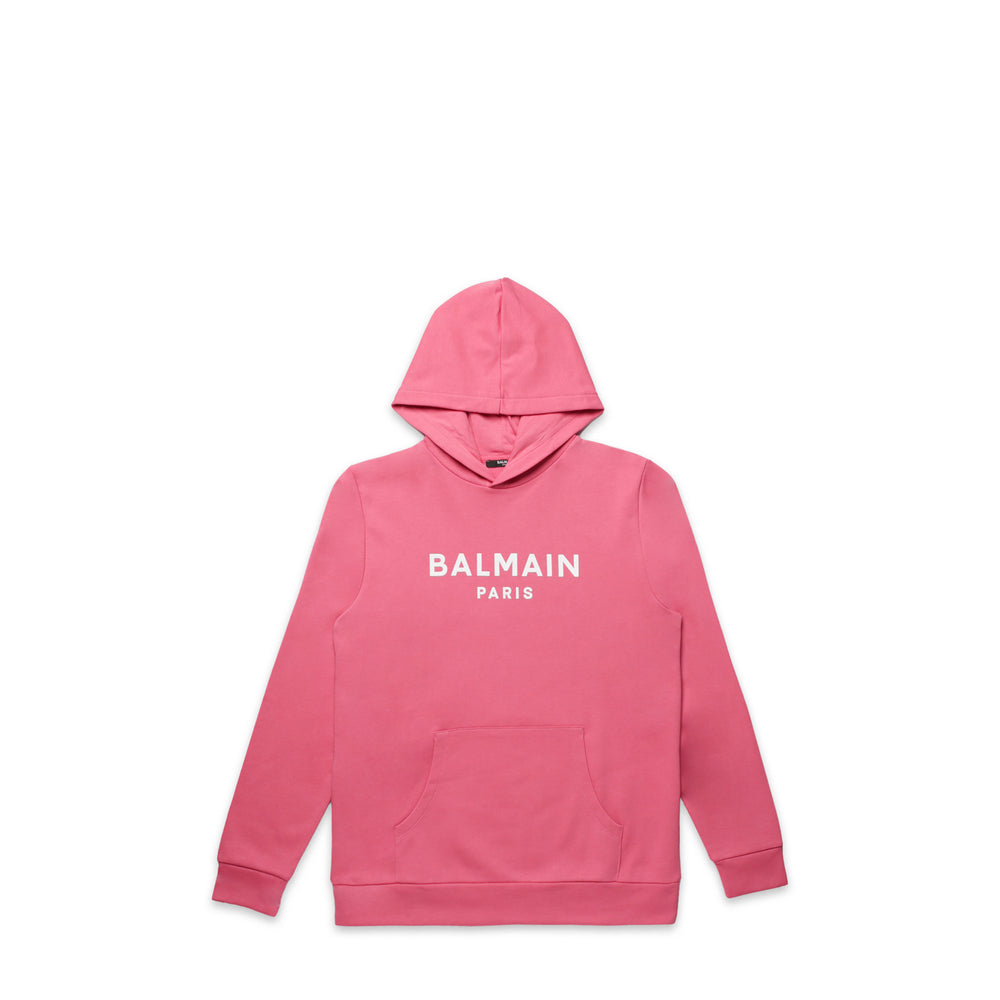 Balmain Kids Flocked Logo Hoodie Sweatshirt