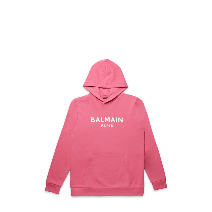 Balmain Kids Flocked Logo Hoodie Sweatshirt