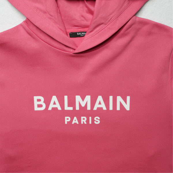Balmain Kids Flocked Logo Hoodie Sweatshirt