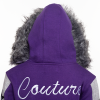 MDB Couture Kid's M-Star Fur Hooded Fleece Sweatsuit - Dark