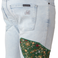 MDB Brand Men's Tapestry Slim Stretch Denim Pants - Light Blue