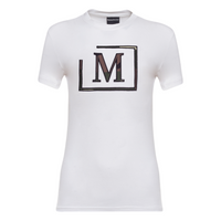 MDB Brand Women's Classic M Embroidered Logo Camouflage Pattern Tee - White w/ Neutral Color