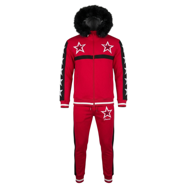 MDB Couture Men's M-Star Fur Hooded Sweatsuit