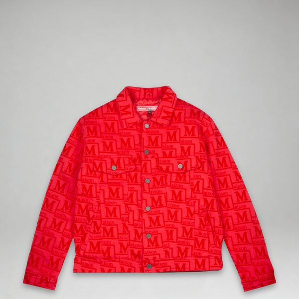 MDB Couture Men's Flocked Monogram Logo Jacket