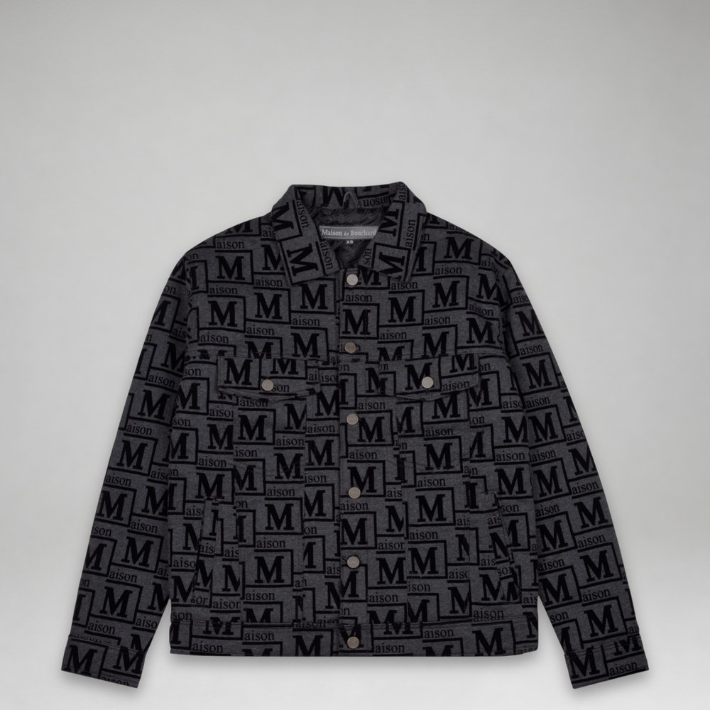 MDB Couture Men's Flocked Monogram Logo Jacket