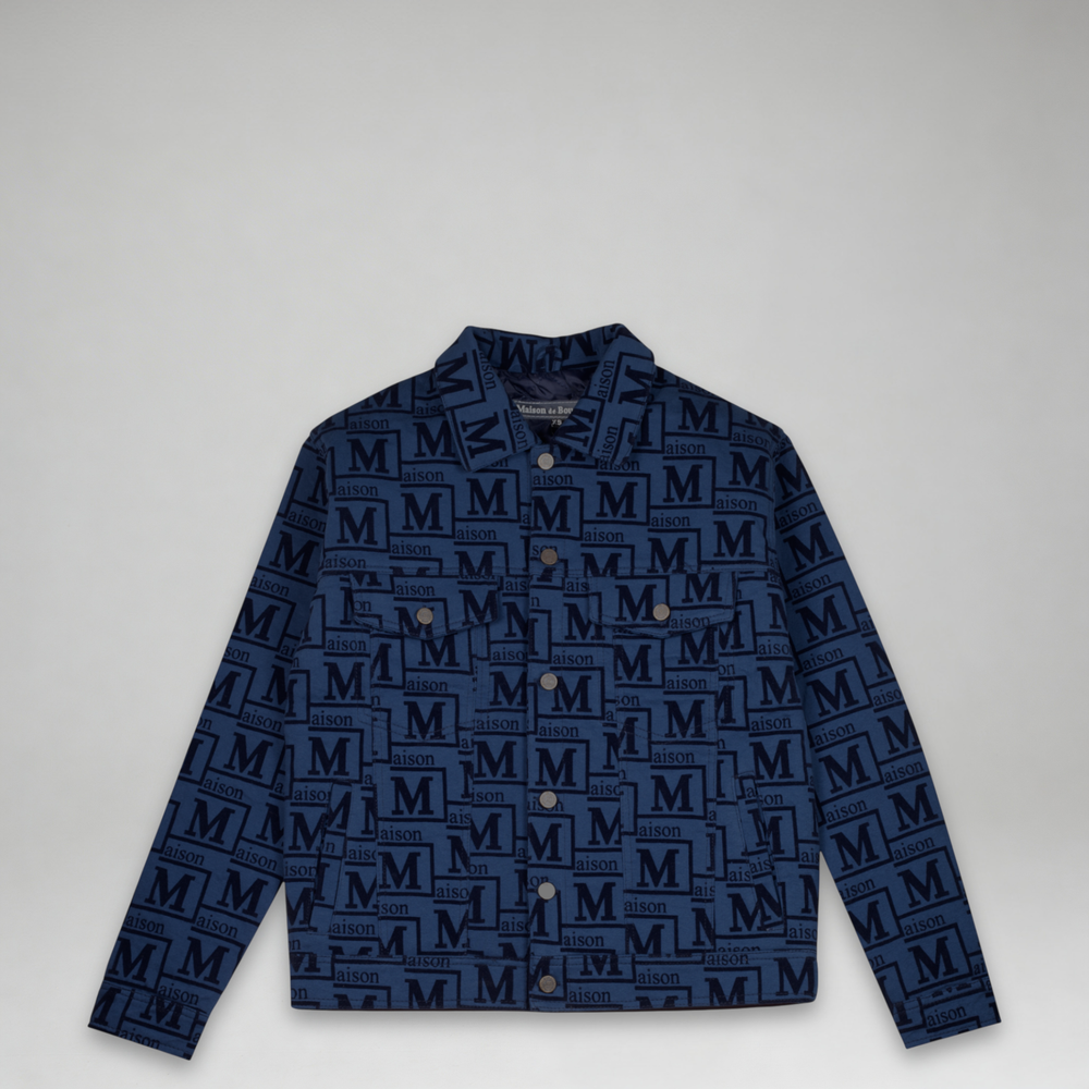 MDB Couture Men's Flocked Monogram Logo Jacket
