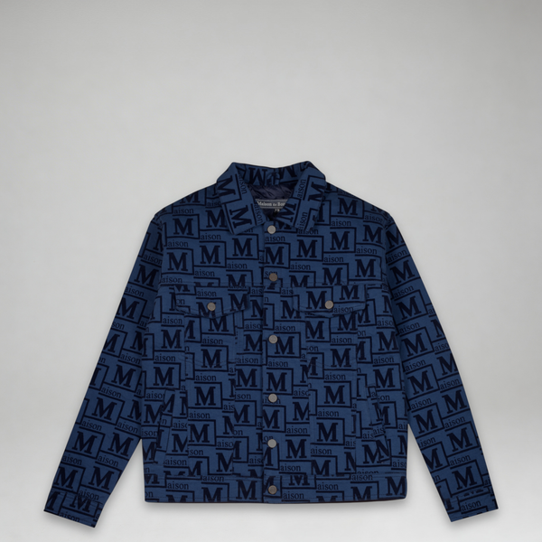 MDB Couture Men's Flocked Monogram Logo Jacket