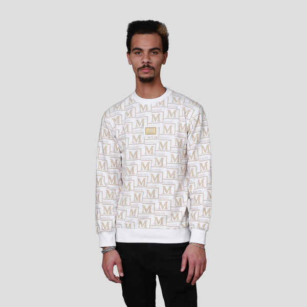 MDB Couture Men's French Terry Monogram Crewneck Sweatshirt