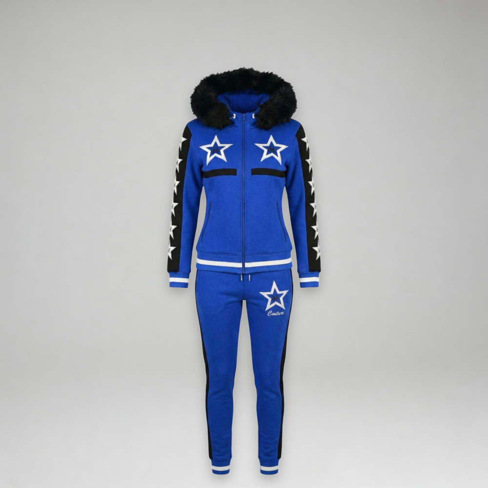 MDB Couture Women's M-Star Fur Hooded Sweatsuit
