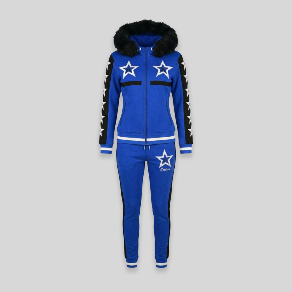 MDB Couture Women's M-Star Fur Hooded Sweatsuit