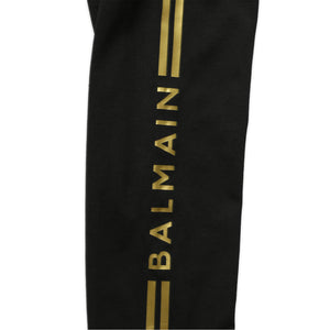 Balmain Kids Girl's Striped Logo Leggings