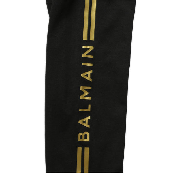 Balmain Kids Girl's Striped Logo Leggings