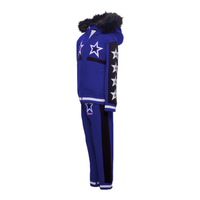 MDB Couture Kid's M-Star Fur Hooded Fleece Sweatsuit - Blue