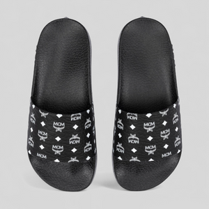 MCM Men's Monogram Print Rubber Slides