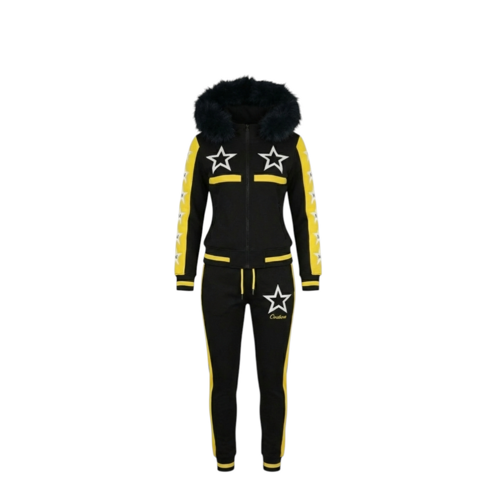 MDB Couture Women's M-Star Fur Hooded Sweatsuit