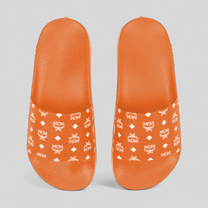 MCM Men's Monogram Print Rubber Slides
