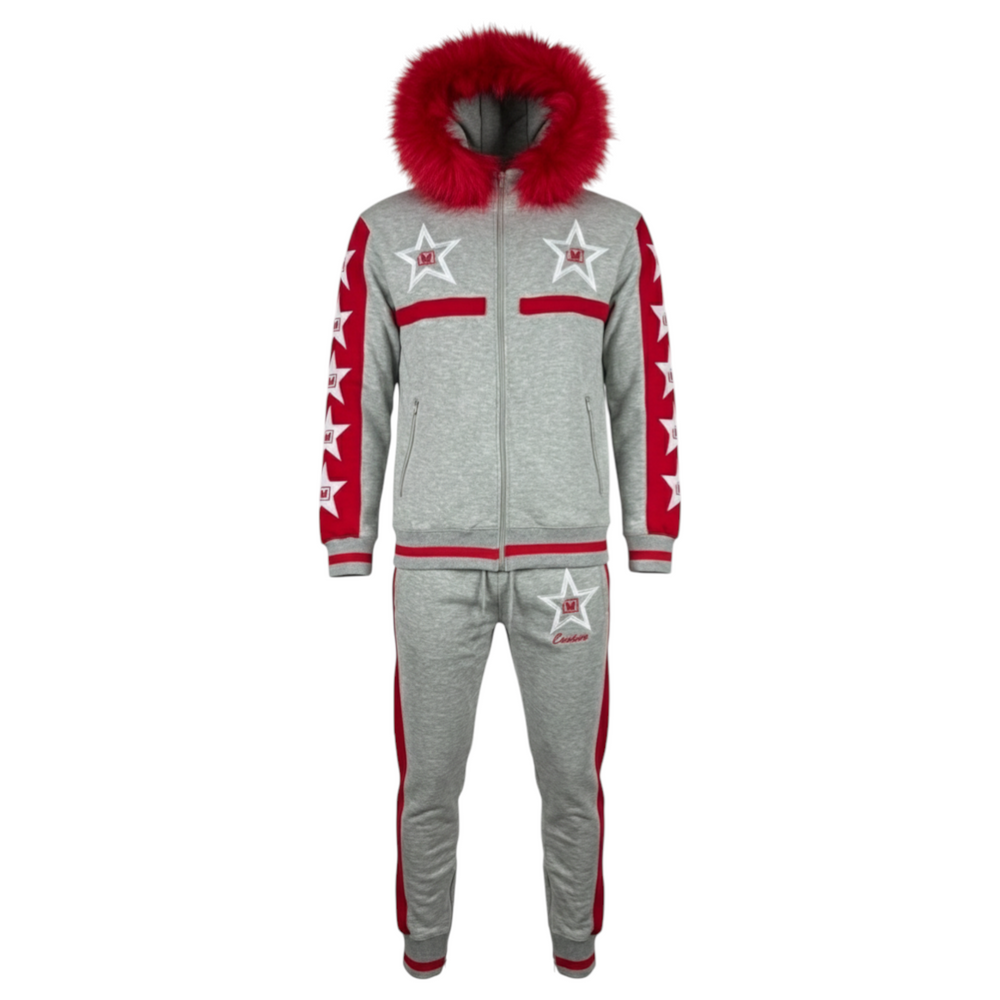 MDB Couture Men's M-Star Fur Hooded Sweatsuit