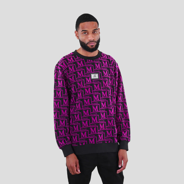 MDB Couture Men's French Terry Monogram Crewneck Sweatshirt