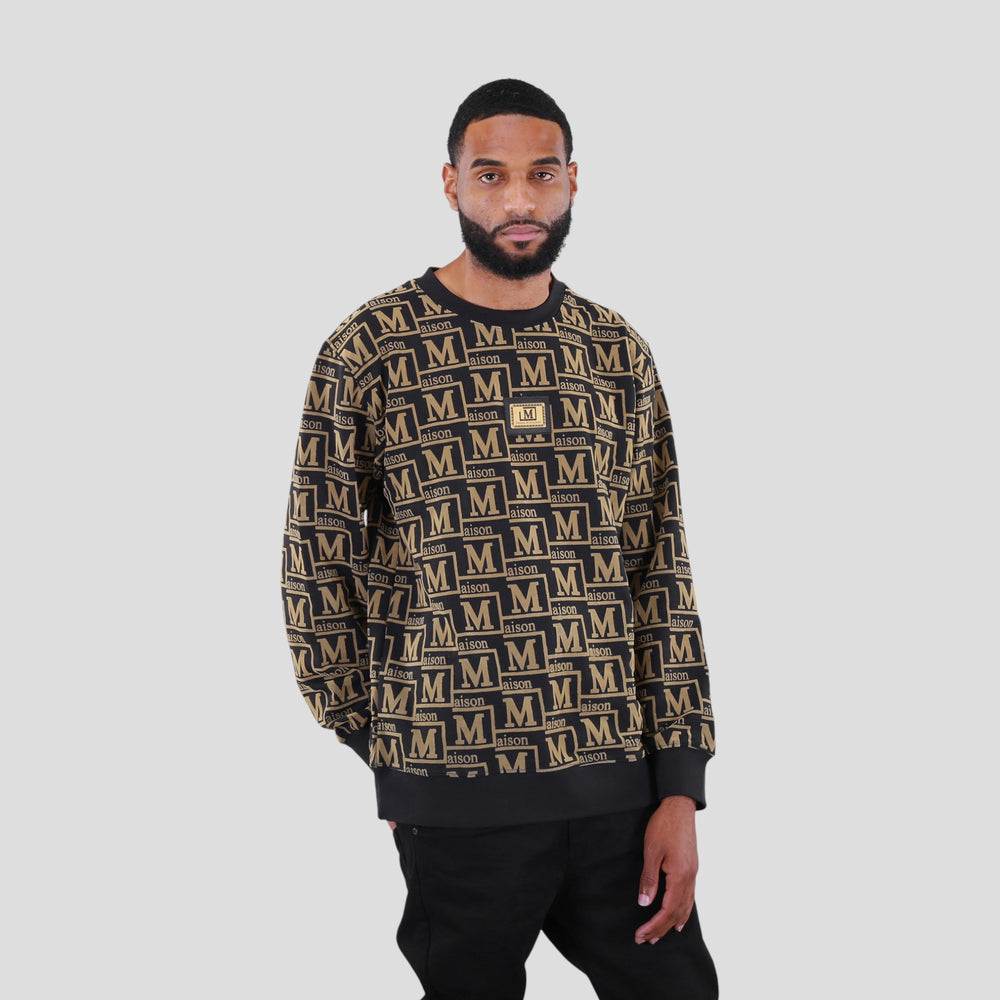 MDB Couture Men's French Terry Monogram Crewneck Sweatshirt