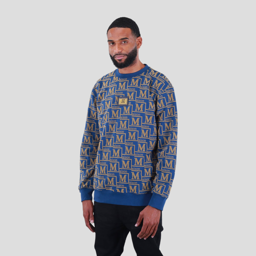 MDB Couture Men's French Terry Monogram Crewneck Sweatshirt