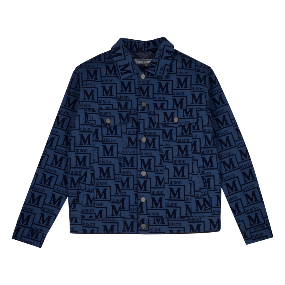 MDB Couture Men's Flocked Monogram Logo Jacket